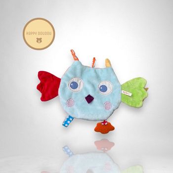 Doudou plat hibou chouette Bleu orange Kaloo DP319
