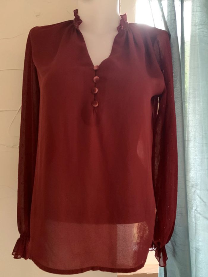 Blouse Kiabi bordeaux taille 38 manches longues - photo numéro 2