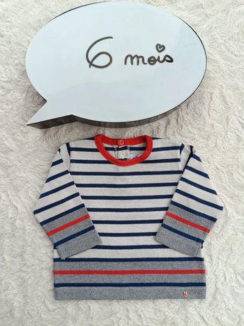 Pull à rayures Garçon 6 mois Petit bateau 100% coton