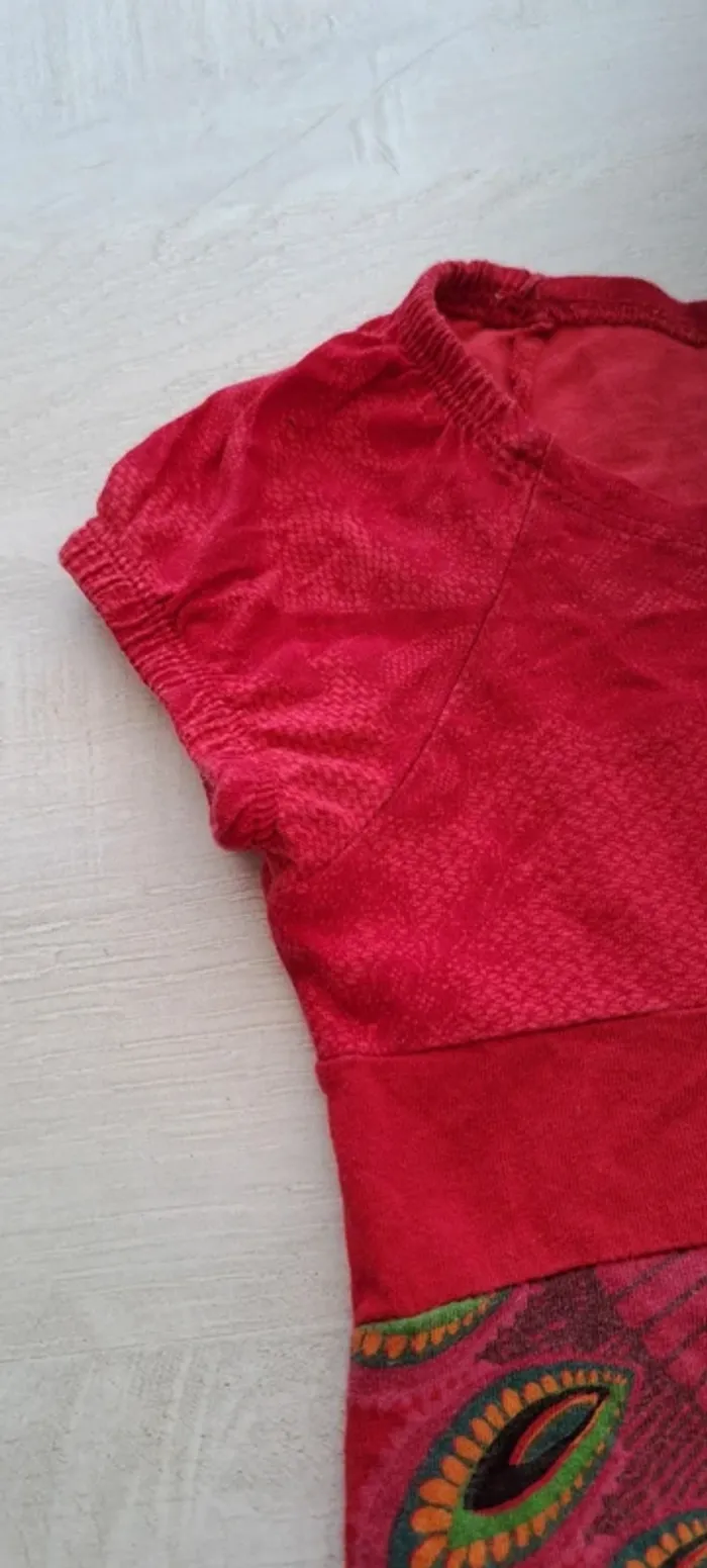 Robe Desigual - taille 5/6 ans - rose fushia - serrée aux extrémités - casual - photo numéro 6
