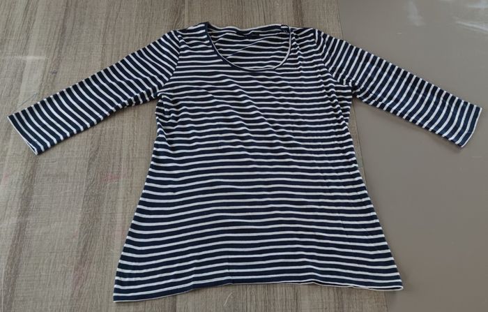 ⚓ T-shirt marinière bleu marine à rayures blanches – Kiabi – Taille XL – Femme - photo numéro 2