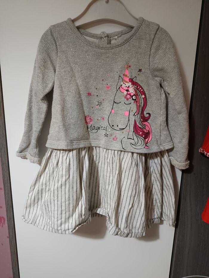 Robe licorne bi matière 12 mois