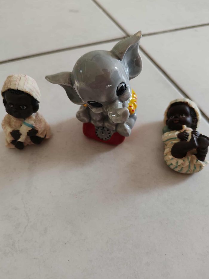 Lot de trois figurines bébé et éléphant vintage - photo numéro 3