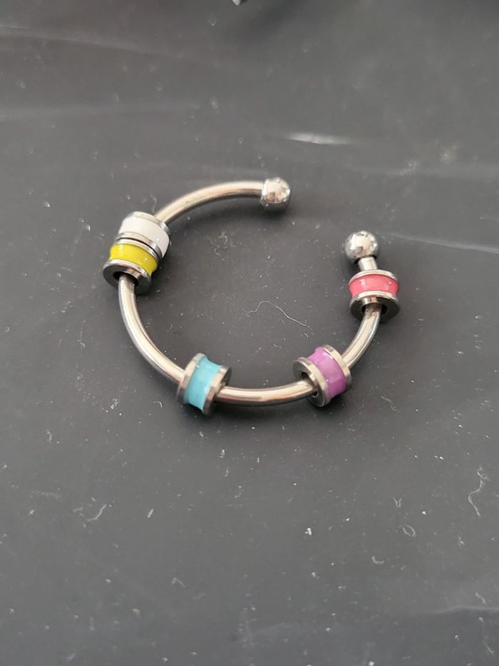 Bague acier inoxydable versicolore neuve ajustable - photo numéro 2