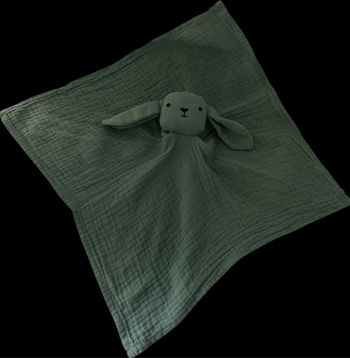 ❤️  Doudou Plat Mouchoir Carré Lange Lapin Vert Monoprix Monop Bout'chou
