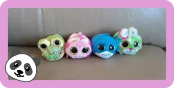 Lot de 4 petites peluches "cool surprises" one two fun