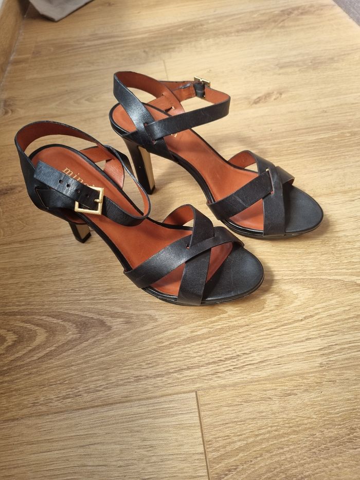 Sandales minelli noires en cuir - photo numéro 3