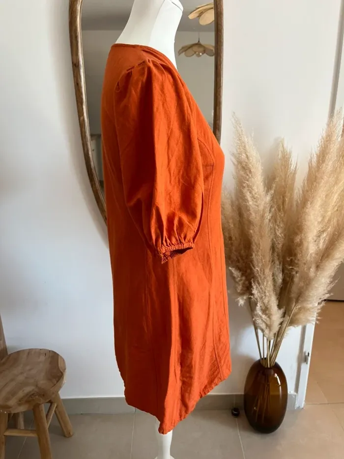 Robe en lin orange Mango - photo numéro 4