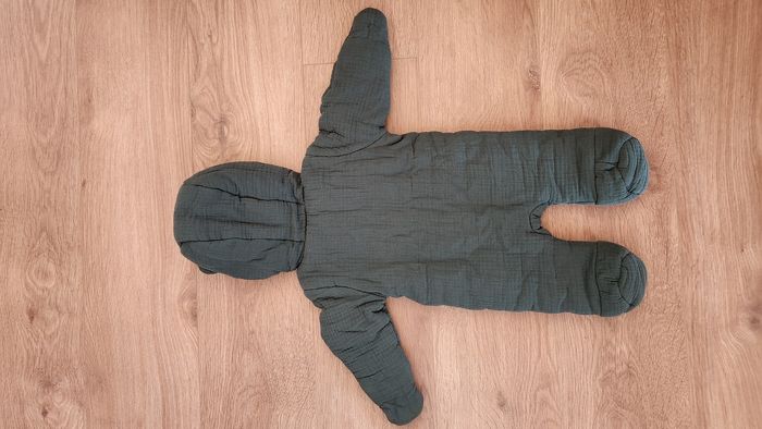 Combi-pilote bébé en gaze de coton kaki avec oreilles - photo numéro 5