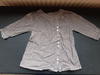 Tunique chemise vintage vichy 18 mois marron gris