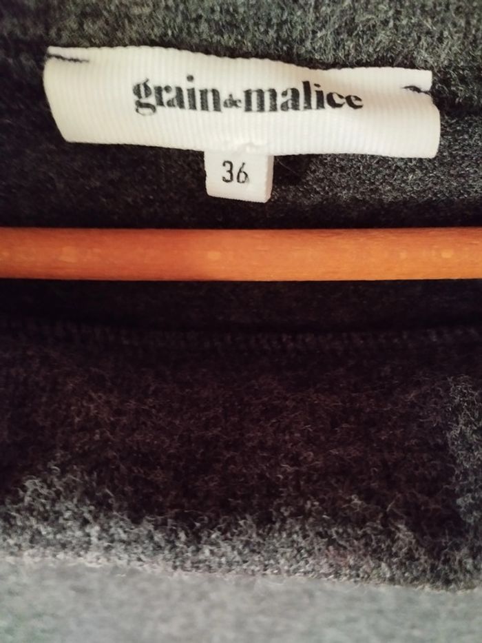 🌺 Robe gris chiné - 2 matières - Taille 36 - Grain de malice 🌺 - photo numéro 2