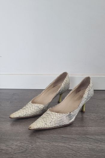 Chaussures à talon escarpins vintage verte écru 39 1/2 elizabeth stuart 