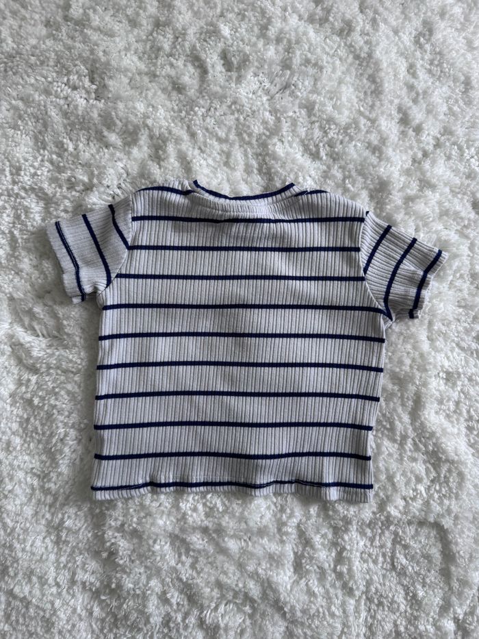 T-shirt côtelé rayé Zara, taille 9-12 mois - photo numéro 2