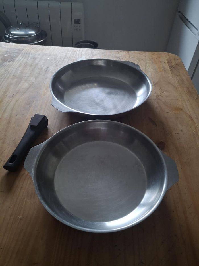 2 poêles triplinox Letang et Rémy en inox 18/10 et cuivre made in France