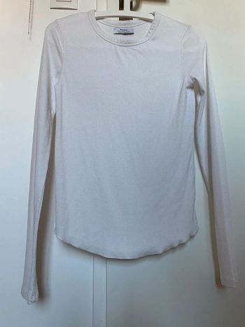 T-shirt manches longues Bershka ecru t. S