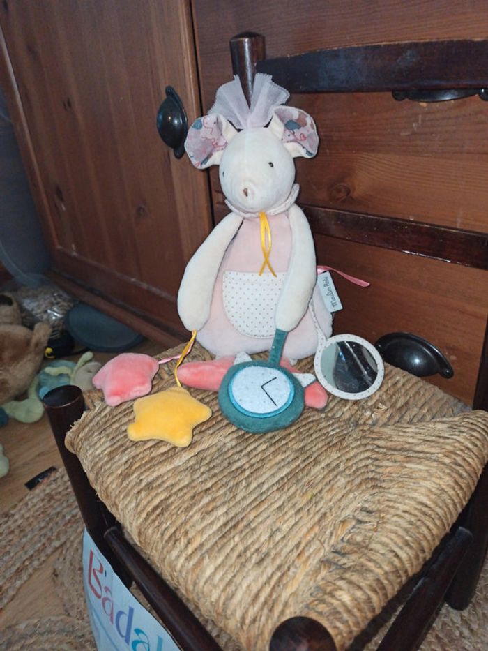 peluche souris d activités moulin roty tbe - photo numéro 3