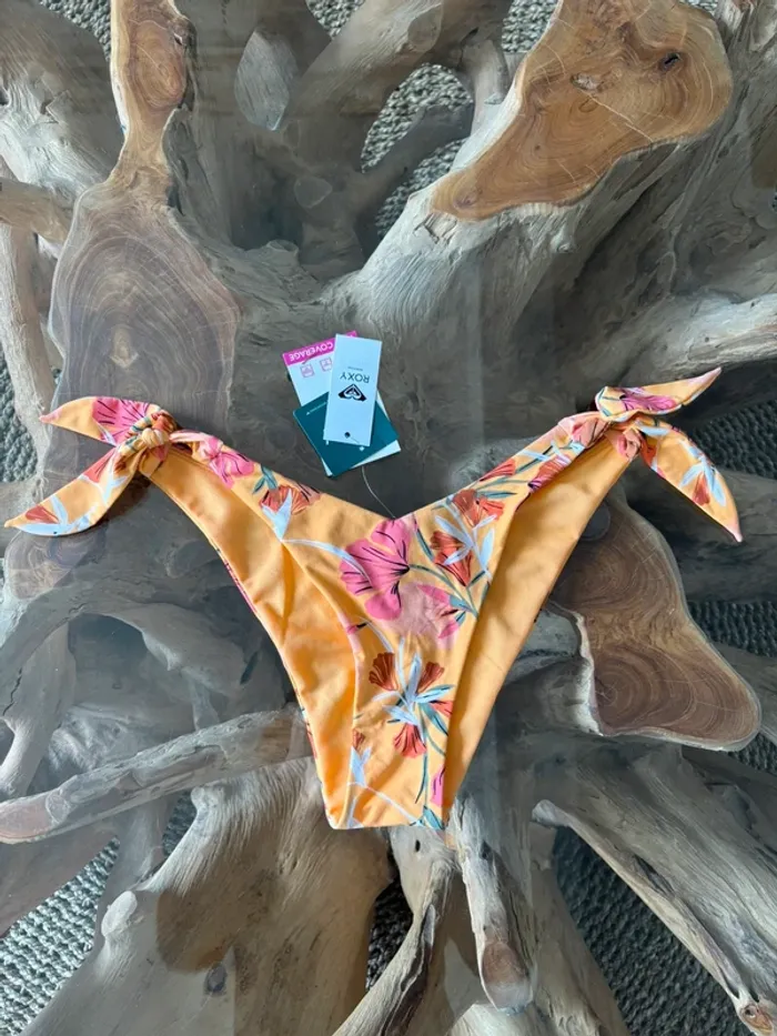 Bas de maillot de bain Roxy femme fleurs orange mini coverage - photo numéro 2