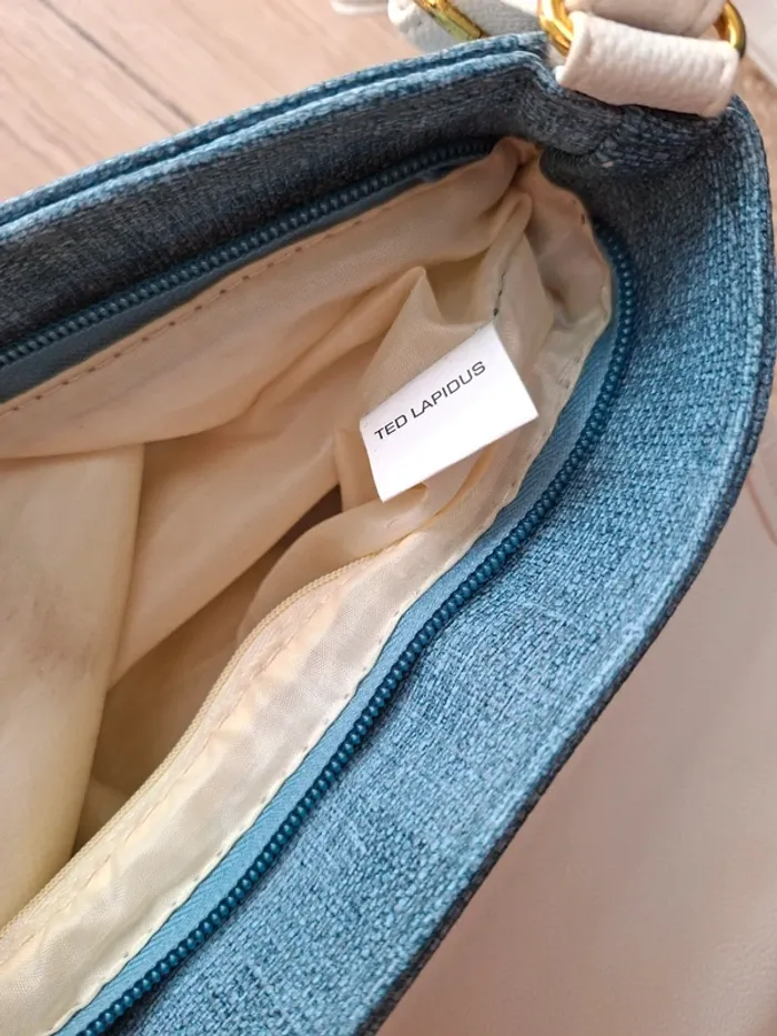 Sac bandoulière Ted Lapidus bleu/gris et blanc cassé - photo numéro 10