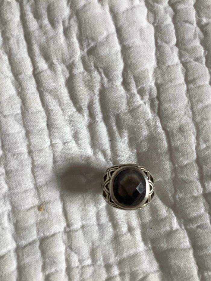 Bague nacre et metal très probablement argent (poinçon) ajustable - photo numéro 5