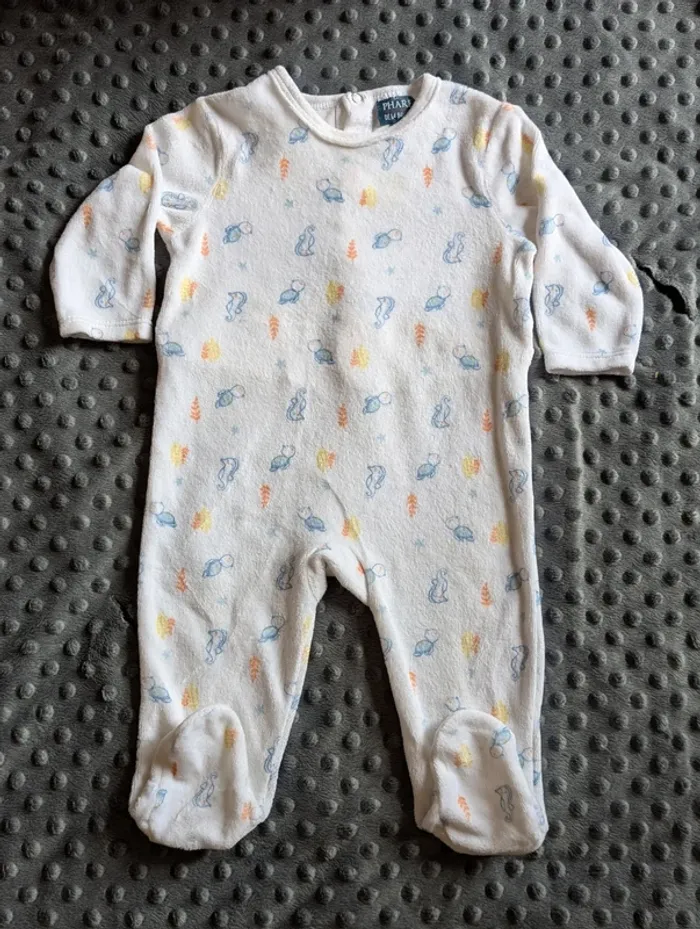 Pyjama mixte Le Phare de la Baleine – Taille 6 mois Comme neuf – Motifs hippocampes & tortues - photo numéro 7