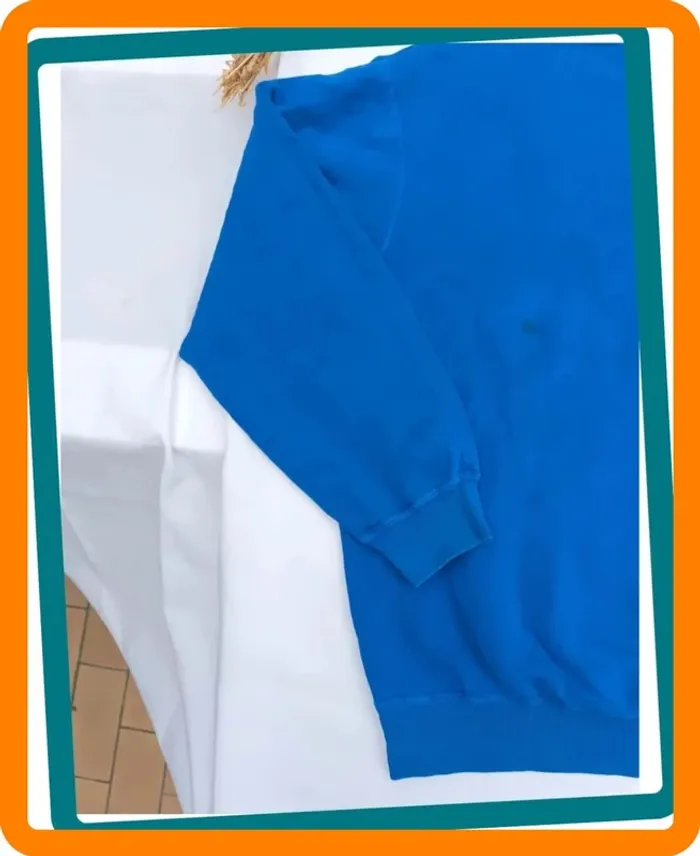 Sweat bleu homme taille L Ralph Lauren logo noir bon état tâche dans le dos - photo numéro 15
