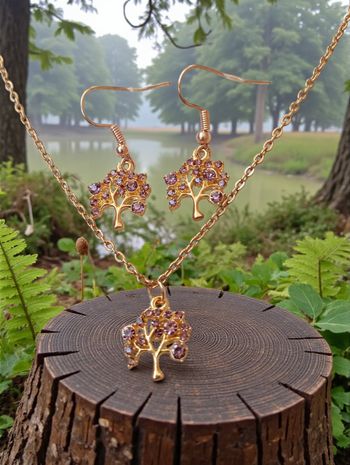 Parure Arbre de Vie Doré – Strass Parme