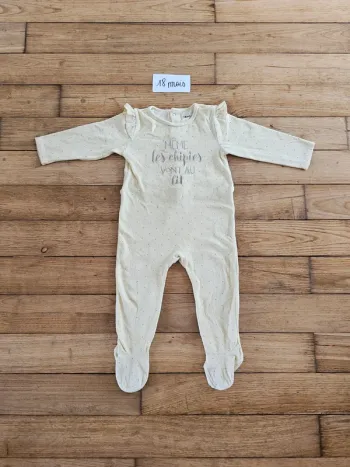 Pyjama en velours une pièce jaune clair bébé fille 18 mois