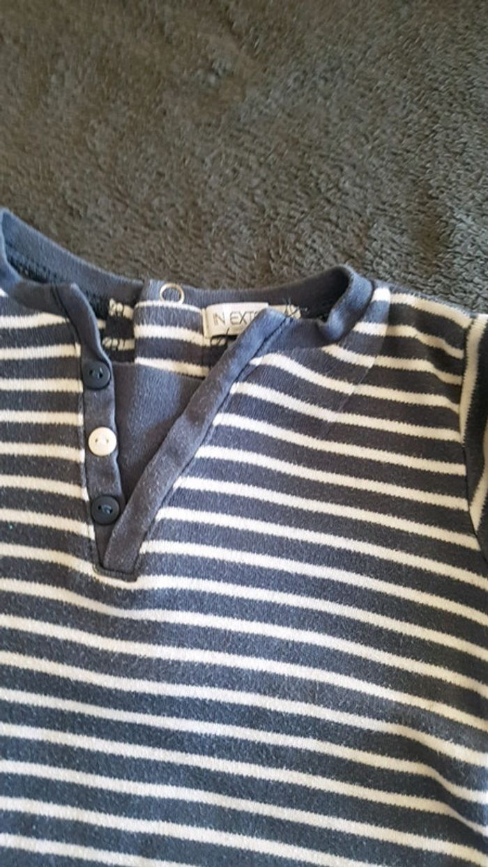 T-shirt manche longue rayé blanc et bleu 18 mois - photo numéro 2