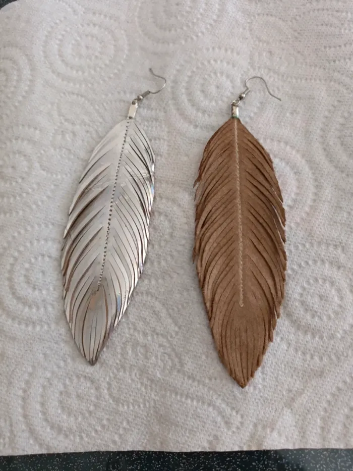 Boucles d'oreilles holographiques cuir - photo numéro 3