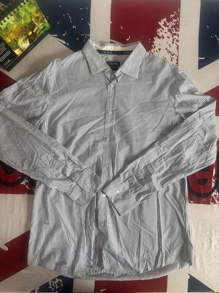 Chemise Saint James taille Xl à rayures blanche et bleu - photo numéro 2