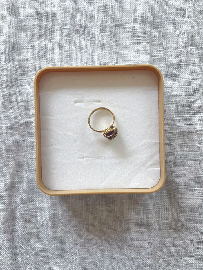 Bague doré et pierre rouge fait main - photo numéro 8