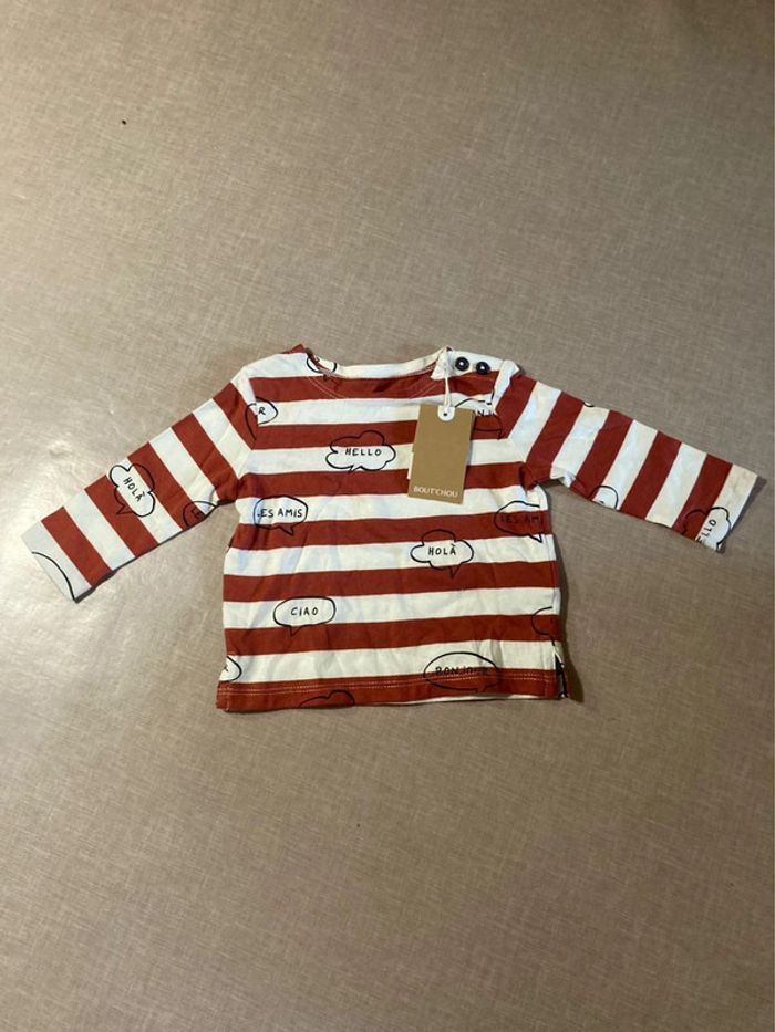T-shirt manches longues bébé Bout’chou 6 mois – Neuf avec étiquette