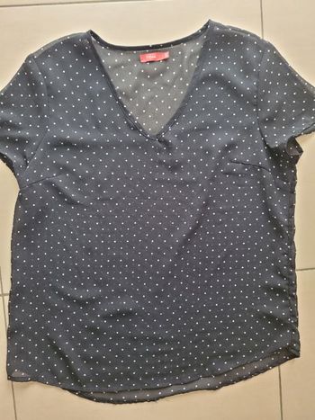 Blouse fine T42 Tissaia noire à pois