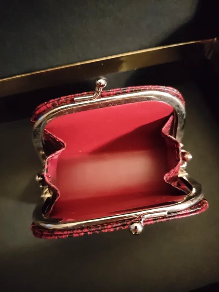 Petit porte monnaie rouge bordeaux effet croco cuir - photo numéro 3