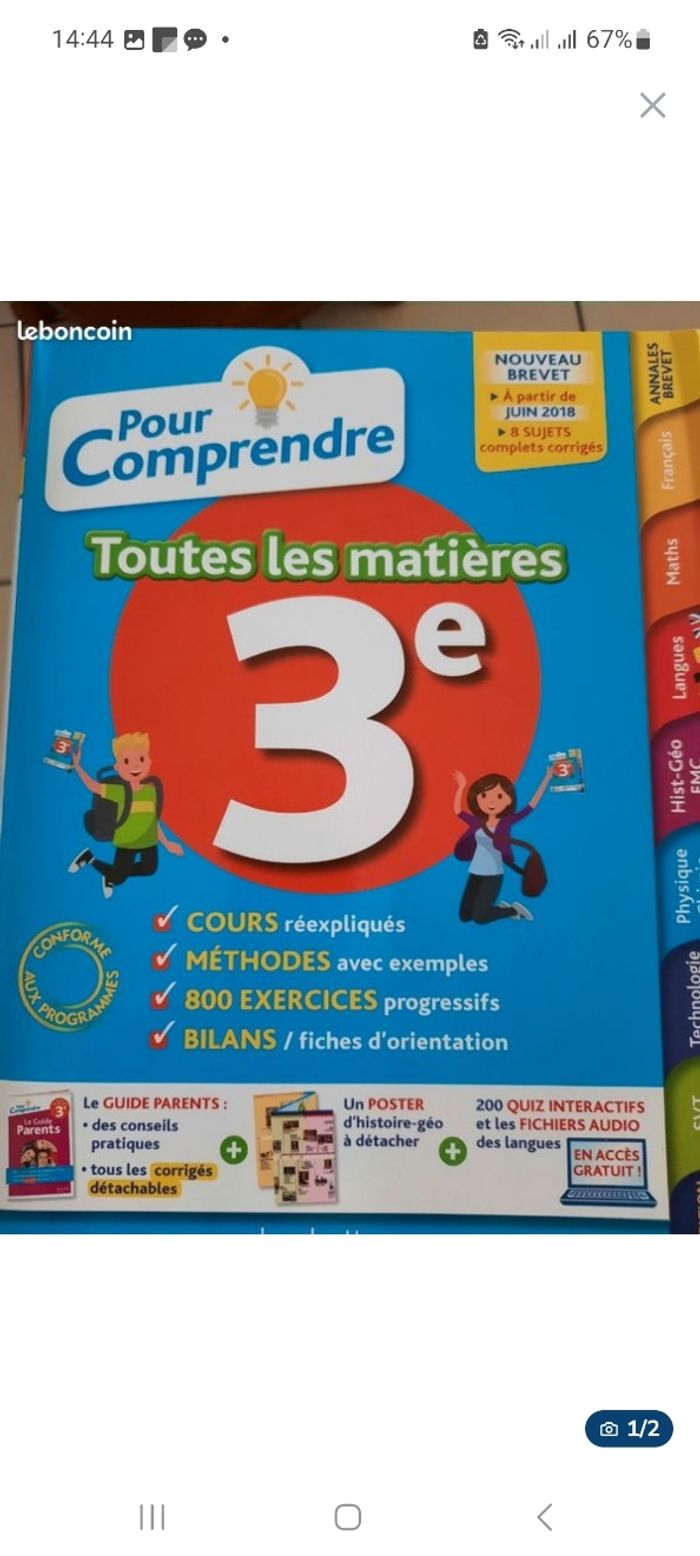 Livre tout comprendre classe de 3eme