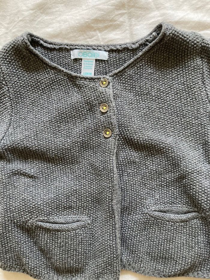Veste grise pailletée obaibi 12 mois - photo numéro 2