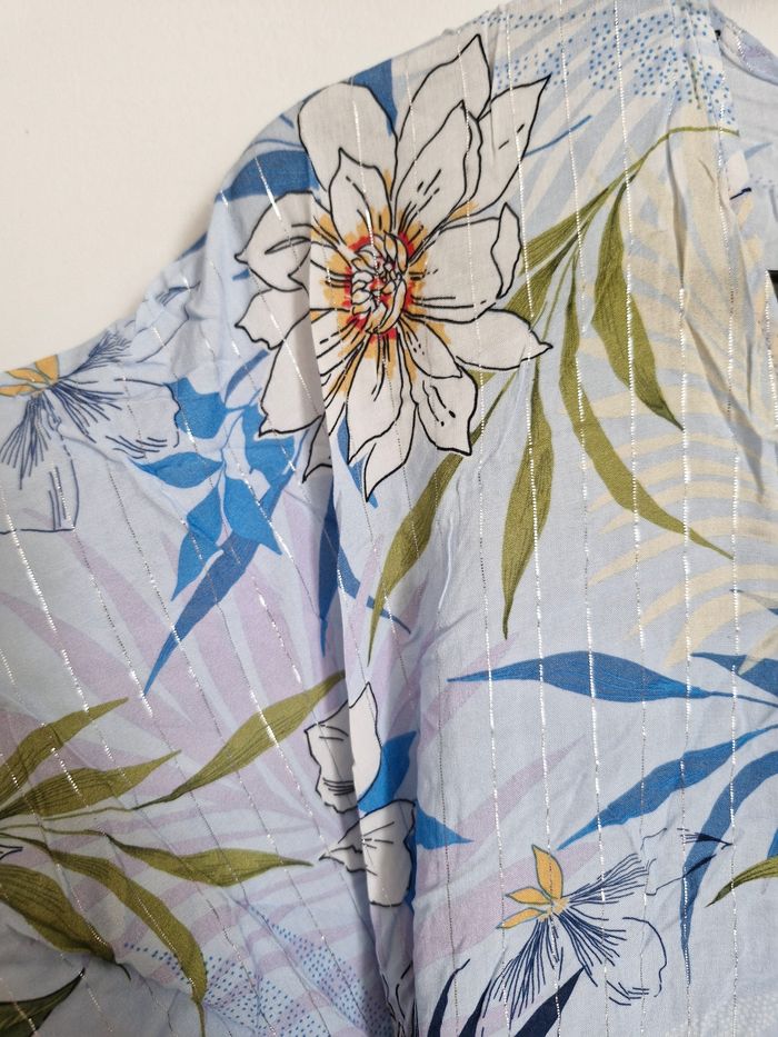 Robe bleu en coton de Etam légère à imprimé fleuri bleu et blanc,neuve taille 38 - photo numéro 3