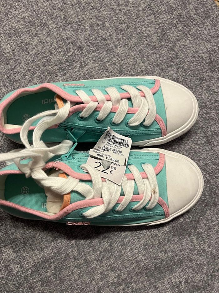 Chaussure fille neuve taille 34 verte et rose - photo numéro 2