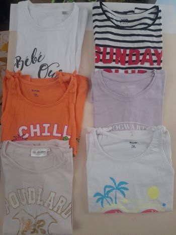 Lot de 6 tee-shirts fille en 8ans à manches courtes