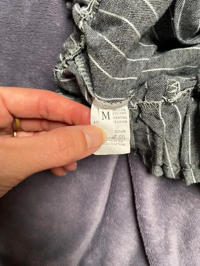 Pantalon à rayures gris et blanc taille M - photo numéro 3