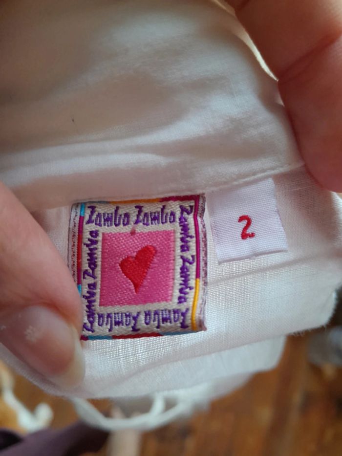 Blouse blanche transparente en coton taille s Zamba broderie effet lin - photo numéro 6