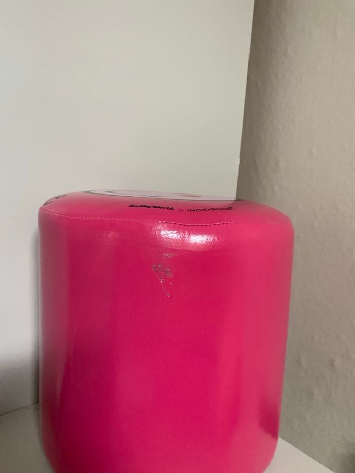 Pouf Incidence rose avec motif smiley Love - photo numéro 3