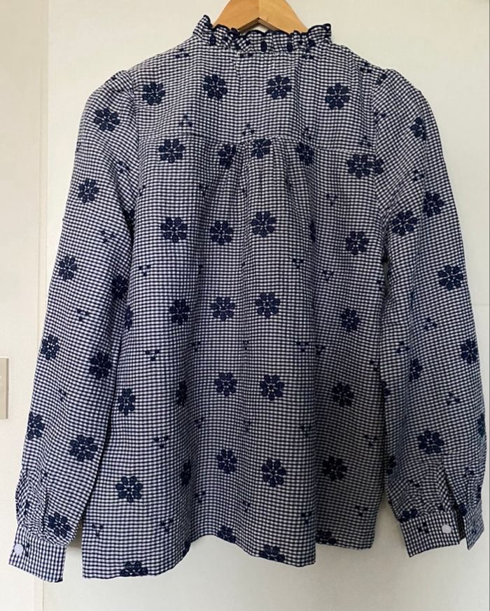 Blouse avec broderie fleurs - Marine - Taille S/M - photo numéro 4