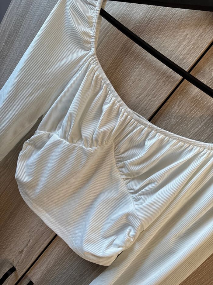 Blouse crop top manches longues blanche Shein - photo numéro 2