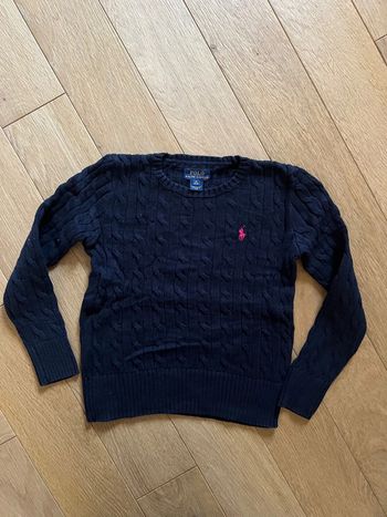 Pull droit torsadé polo Ralph Lauren bleu marine 8- 10 ans bon état