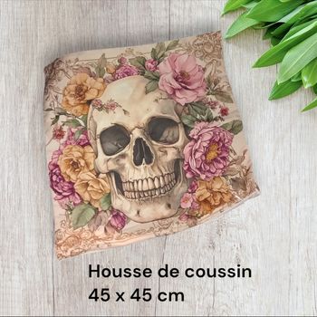 Housse de coussin  tête de mort gothique