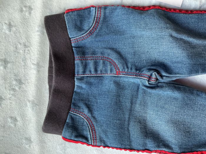 jean bleu bandes rouge taille élastique 3 mois absorba - photo numéro 7