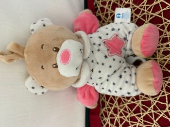 doudou musical ours etoiles rose blanc  item
