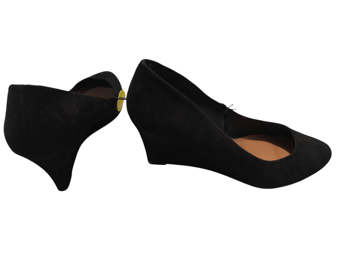 Escarpins compensés noirs en suédine - NEUFS - Taille 42