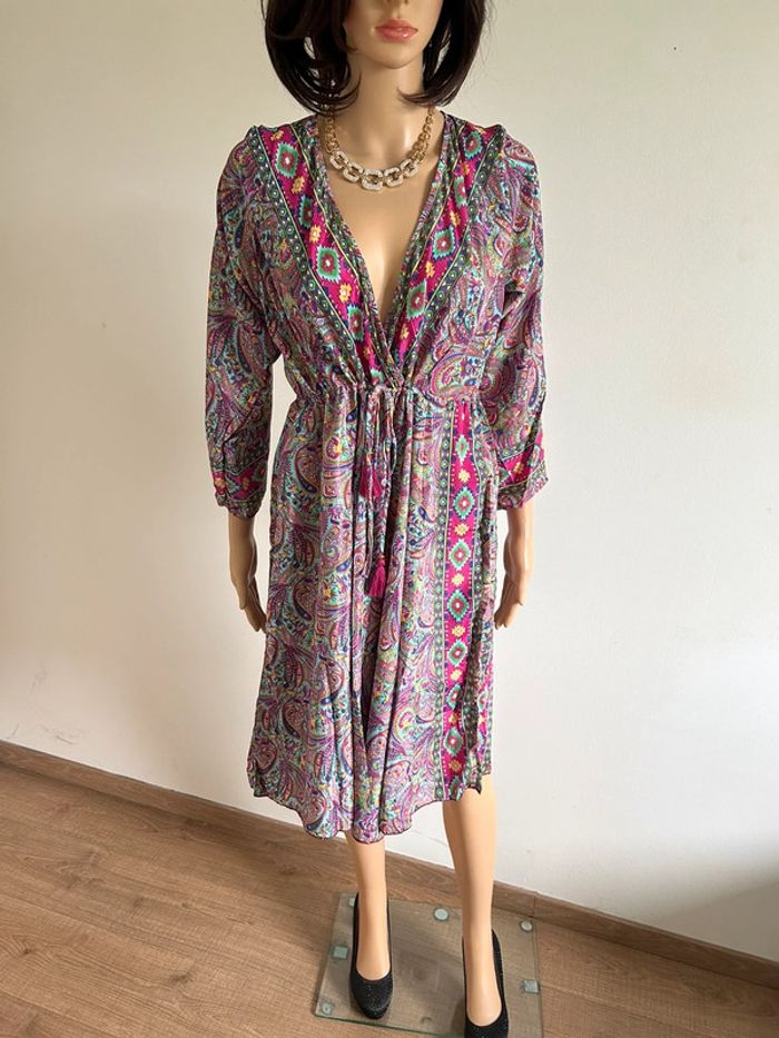 Robe imprimée neuve en soie Trebol taille unique - photo numéro 3